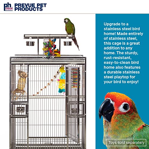 Prevue Pet Products Stainless Steel Play top Bird Cage, Stainless Steel, Medium