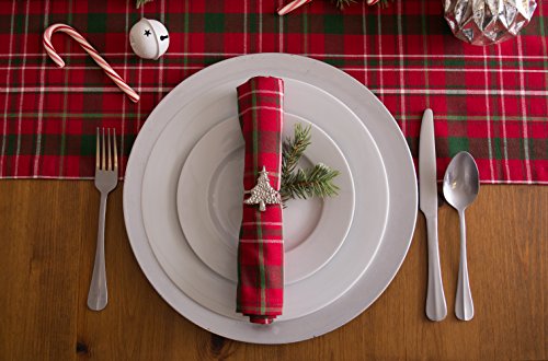 DII Holiday Dining Table Linen Collection Tartan Holly Plaid, Christmas Table Runner, 14x72, Red & Green