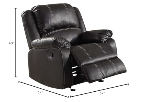 Acme Zuriel Faux Leather Rocker Recliner in Black