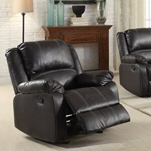 Acme Zuriel Faux Leather Rocker Recliner in Black