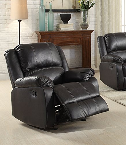 Acme Zuriel Faux Leather Rocker Recliner in Black