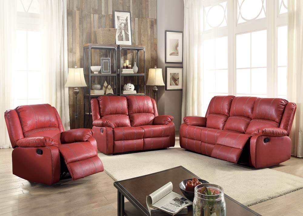 Acme Zuriel Rocker Recliner in Red PU