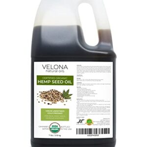 velona Hemp Seed Oil USDA Certified Organic - 1 Gallon / 128 Fl Oz | 100% Pure and Natural Carrier Oil | Unrefined, Cold Pressed | Hair, Body, Face & Skin Care | Use Today - Enjoy Results