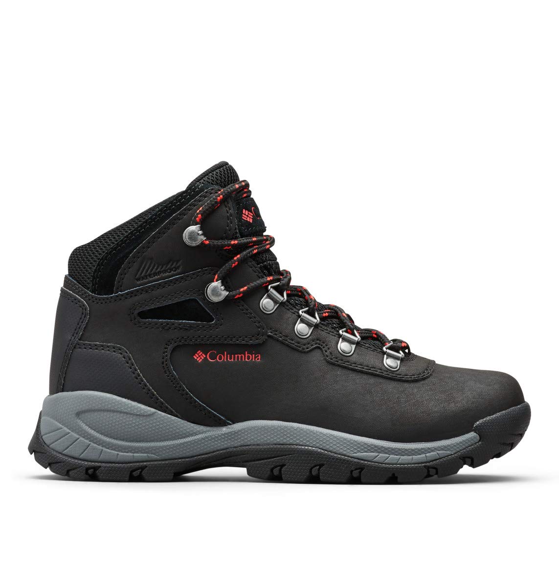 Columbia womens Newton Ridge Plus Waterproof Hiking Boot, Black/Poppy Red, 9 US