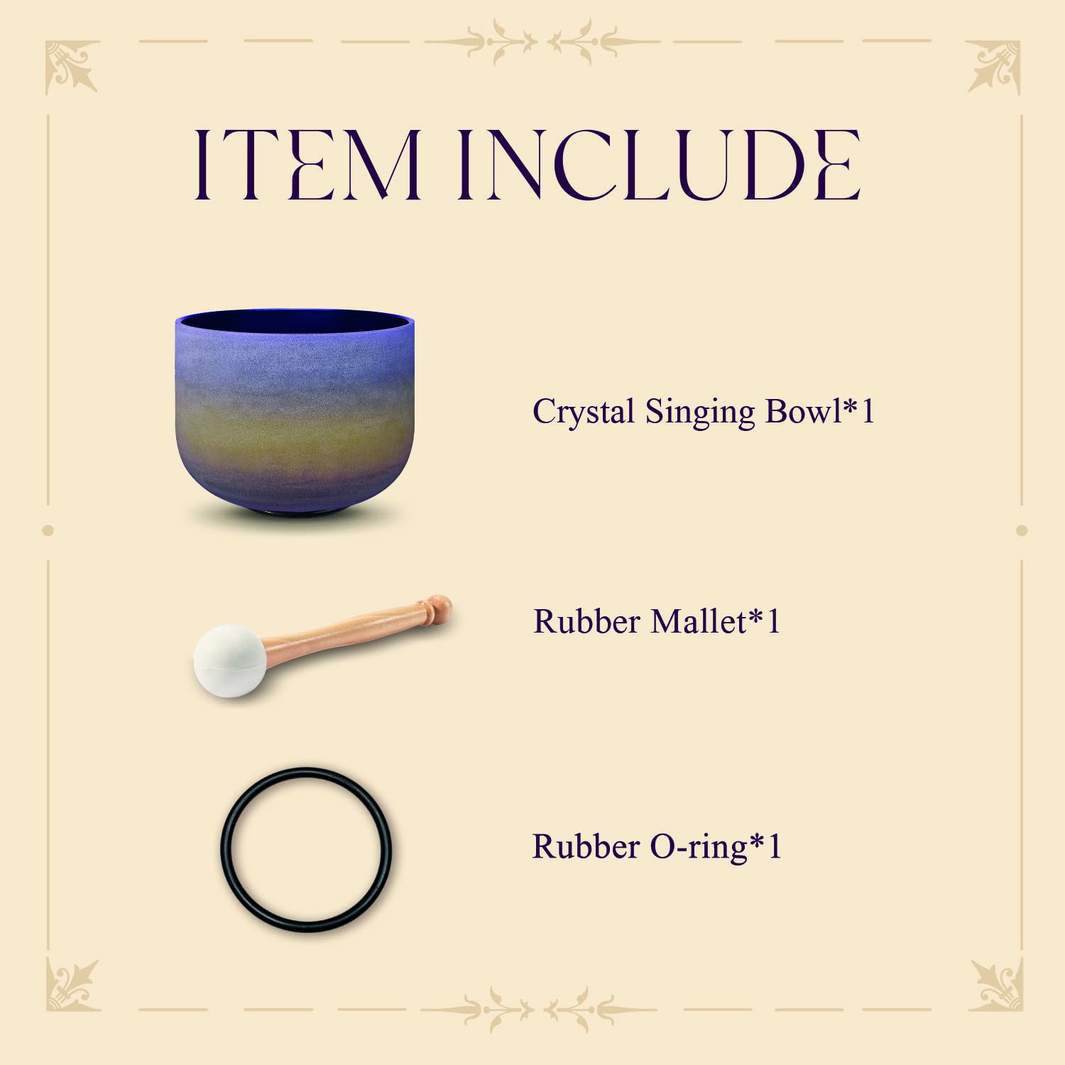 CVNC 8 Inch Rainbow Colored A Note Third-Eye Chakra Frosted Quartz Crystal Singing Bowl + Free mallet & O-ring