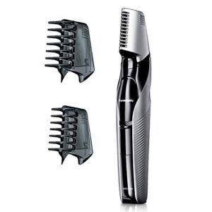 panasonic body hair trimmer for men, cordless waterproof design, v-shaped trimmer head with 3 comb attachments for gentle, full body grooming, er-gk60-s (silver)