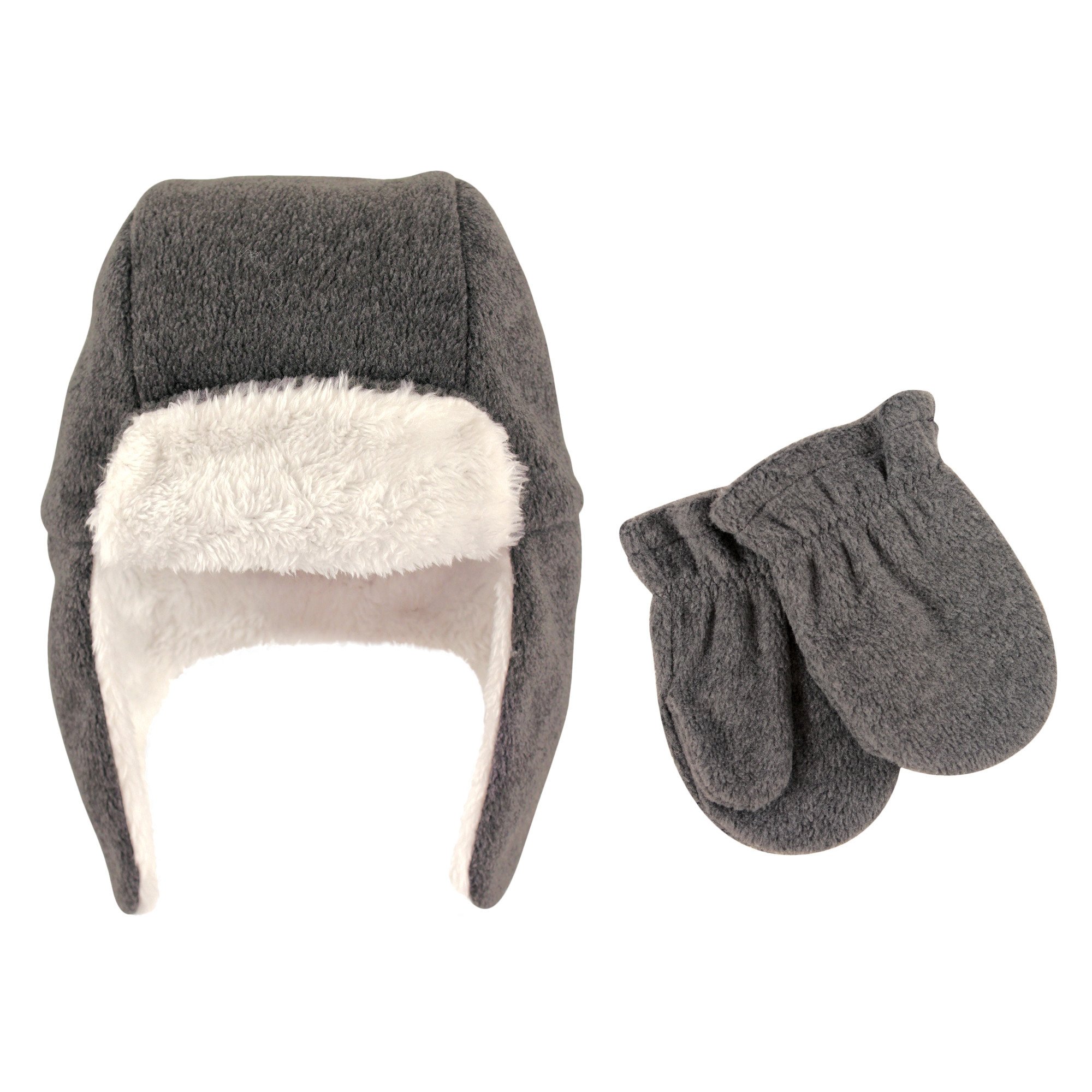 Hudson Baby baby girls Fleece Trapper and Mitten Set Cold Weather Hat, Heather Charcoal Toddler, 12-18 Months US