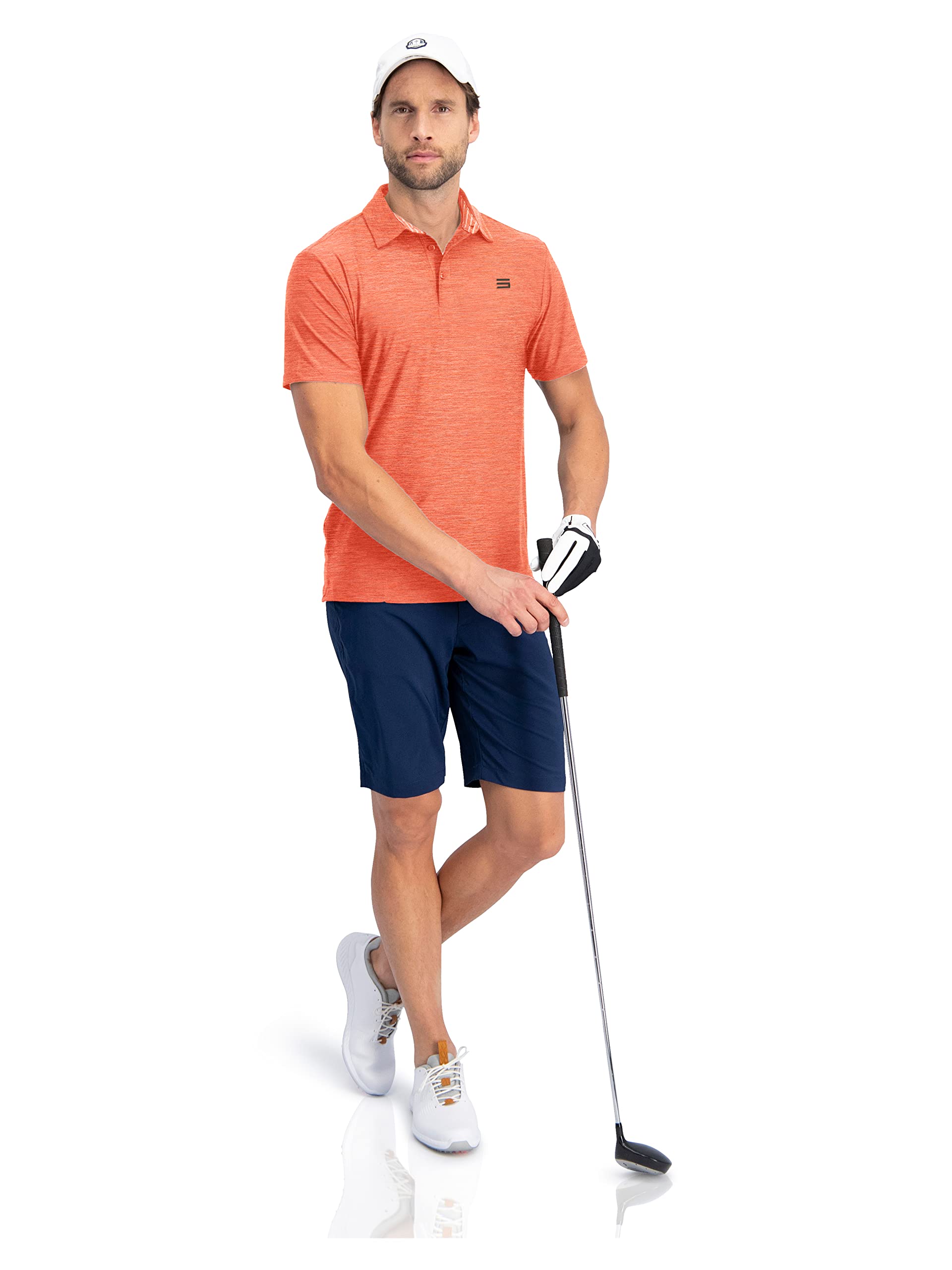 Three Sixty Six Golf Shirts for Men - Dry Fit Short-Sleeve Polo, Athletic Casual Collared T-Shirt Orange