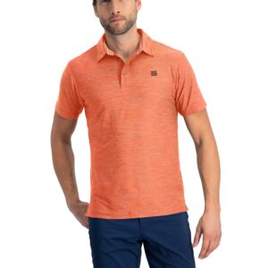 Three Sixty Six Golf Shirts for Men - Dry Fit Short-Sleeve Polo, Athletic Casual Collared T-Shirt Orange