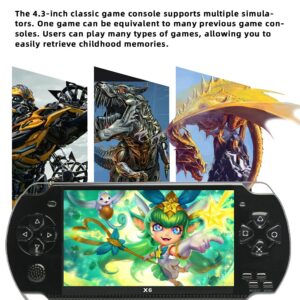 JXD Handheld Game Console 4.3 inch 8GB Built in 2000 Games for Multiple Simulators X6 Retro Video Game Console Mp3/4/Ebook TV Out Mini Hand Portable Game Player Device Holiday (Black)