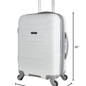 Olympia U.S.A. Denmark Expandable Hardcase Suitcase with Spinner Wheels, Available in 3-Piece Luggage Set and Carry-On Size, White