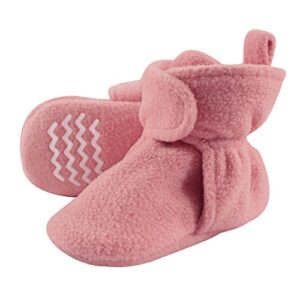 hudson baby unisex-baby cozy fleece booties slipper sock, strawberry pink, 6-12 months