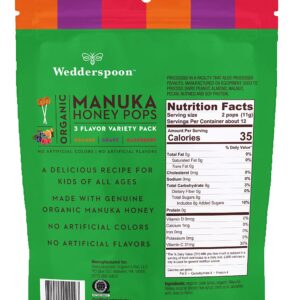 Wedderspoon Organic Manuka Honey Vitamin C Lollipops Variety Pack, 24 Count - No Artificial Flavors or Dye