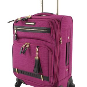 Steve Madden Designer Luggage Collection - Lightweight Softside Expandable Suitcase for Men & Women - Durable 20 Inch Carry On Bag with 4-Rolling Spinner Wheels (Peek-A-Boo Purple)