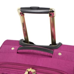 Steve Madden Designer Luggage Collection - Lightweight Softside Expandable Suitcase for Men & Women - Durable 20 Inch Carry On Bag with 4-Rolling Spinner Wheels (Peek-A-Boo Purple)