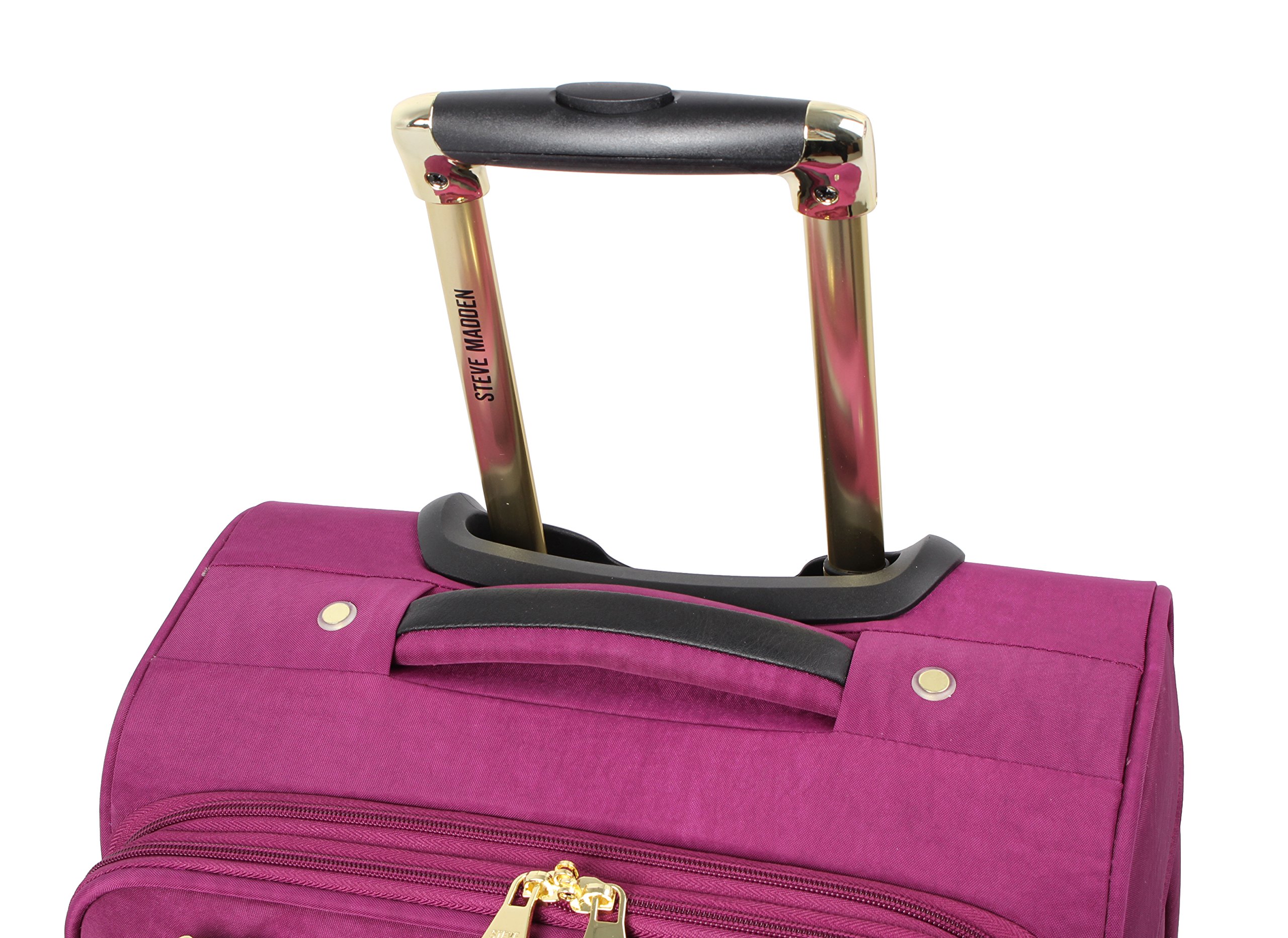 Steve Madden Designer Luggage Collection - Lightweight Softside Expandable Suitcase for Men & Women - Durable 20 Inch Carry On Bag with 4-Rolling Spinner Wheels (Peek-A-Boo Purple)