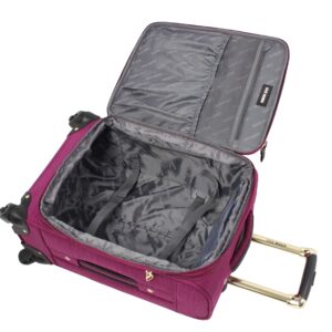 Steve Madden Designer Luggage Collection - Lightweight Softside Expandable Suitcase for Men & Women - Durable 20 Inch Carry On Bag with 4-Rolling Spinner Wheels (Peek-A-Boo Purple)