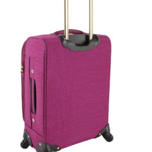 Steve Madden Designer Luggage Collection - Lightweight Softside Expandable Suitcase for Men & Women - Durable 20 Inch Carry On Bag with 4-Rolling Spinner Wheels (Peek-A-Boo Purple)