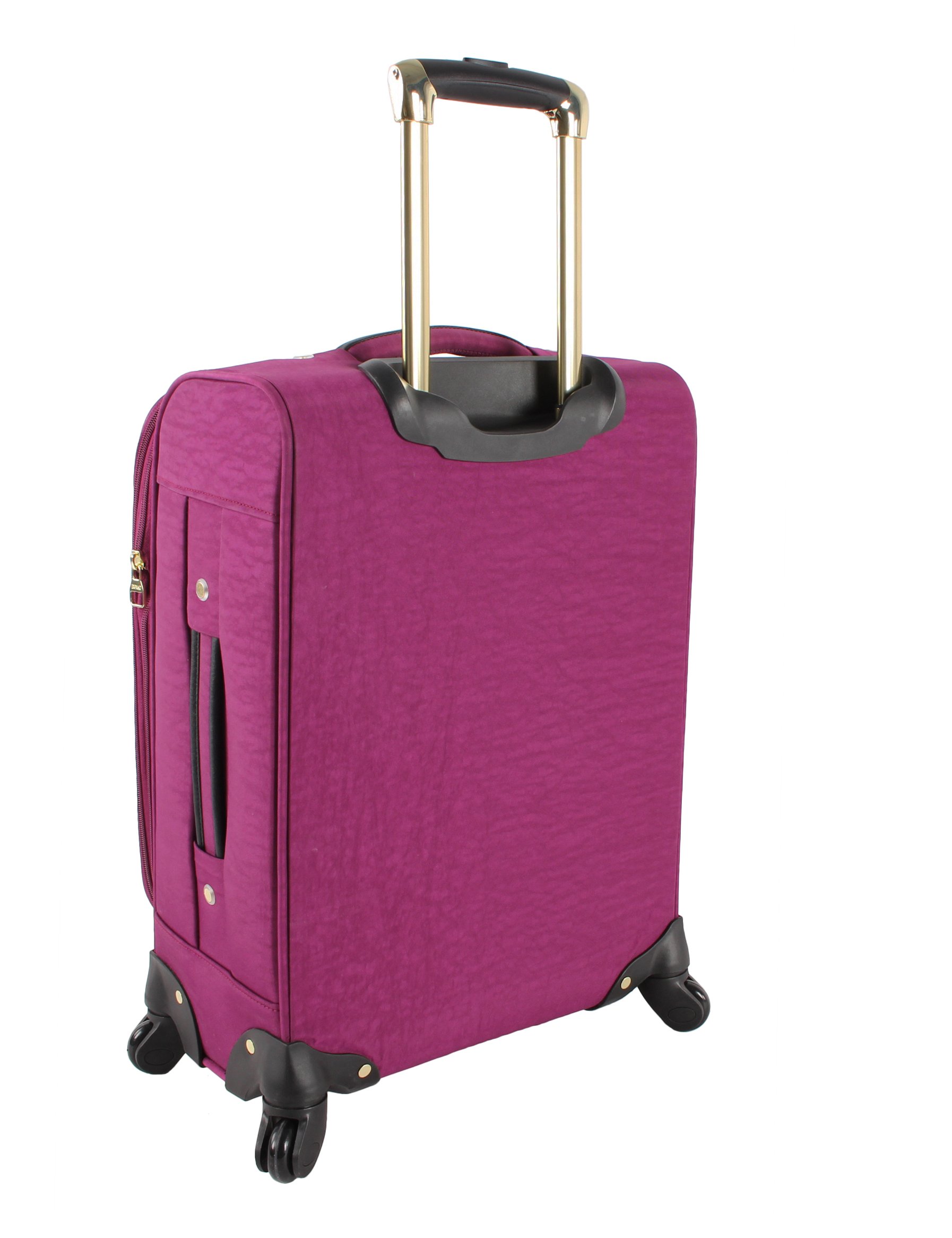 Steve Madden Designer Luggage Collection - Lightweight Softside Expandable Suitcase for Men & Women - Durable 20 Inch Carry On Bag with 4-Rolling Spinner Wheels (Peek-A-Boo Purple)