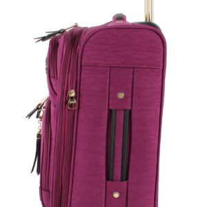 Steve Madden Designer Luggage Collection - Lightweight Softside Expandable Suitcase for Men & Women - Durable 20 Inch Carry On Bag with 4-Rolling Spinner Wheels (Peek-A-Boo Purple)