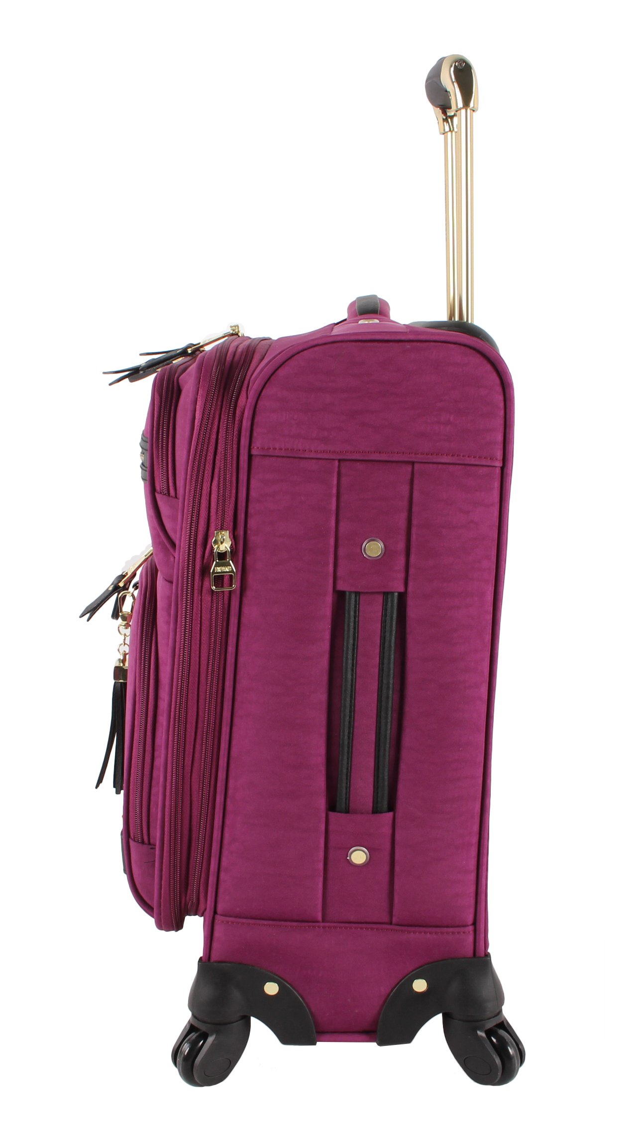 Steve Madden Designer Luggage Collection - Lightweight Softside Expandable Suitcase for Men & Women - Durable 20 Inch Carry On Bag with 4-Rolling Spinner Wheels (Peek-A-Boo Purple)