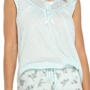 Casual Nights Women's Lace Sleeveless Top and Capri Bottom Sleepwear Pajama Set - Green - 4X-Large