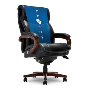 La-Z-Boy Trafford Big and Tall Executive Office Chair with AIR Technology, High Back Ergonomic Lumbar Support, Black Bonded Leather