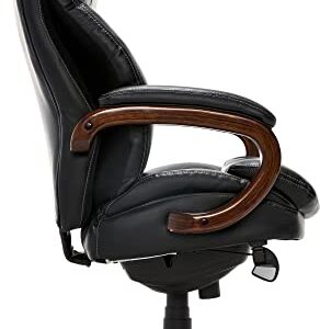 La-Z-Boy Trafford Big and Tall Executive Office Chair with AIR Technology, High Back Ergonomic Lumbar Support, Black Bonded Leather