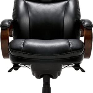 La-Z-Boy Trafford Big and Tall Executive Office Chair with AIR Technology, High Back Ergonomic Lumbar Support, Black Bonded Leather