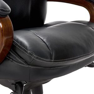 La-Z-Boy Trafford Big and Tall Executive Office Chair with AIR Technology, High Back Ergonomic Lumbar Support, Black Bonded Leather