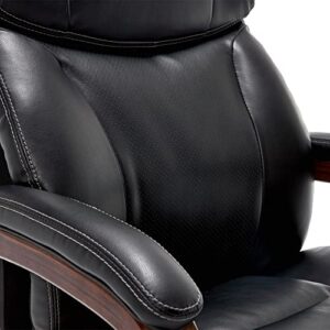 La-Z-Boy Trafford Big and Tall Executive Office Chair with AIR Technology, High Back Ergonomic Lumbar Support, Black Bonded Leather