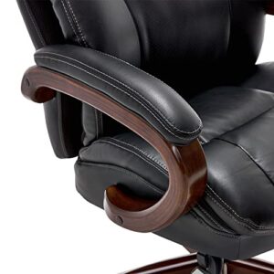 La-Z-Boy Trafford Big and Tall Executive Office Chair with AIR Technology, High Back Ergonomic Lumbar Support, Black Bonded Leather