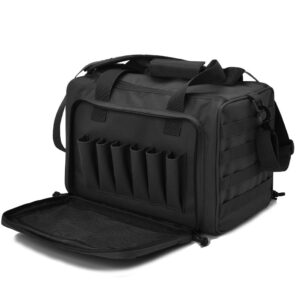 tactical gun shooting range bag, deluxe pistol range duffle bags black