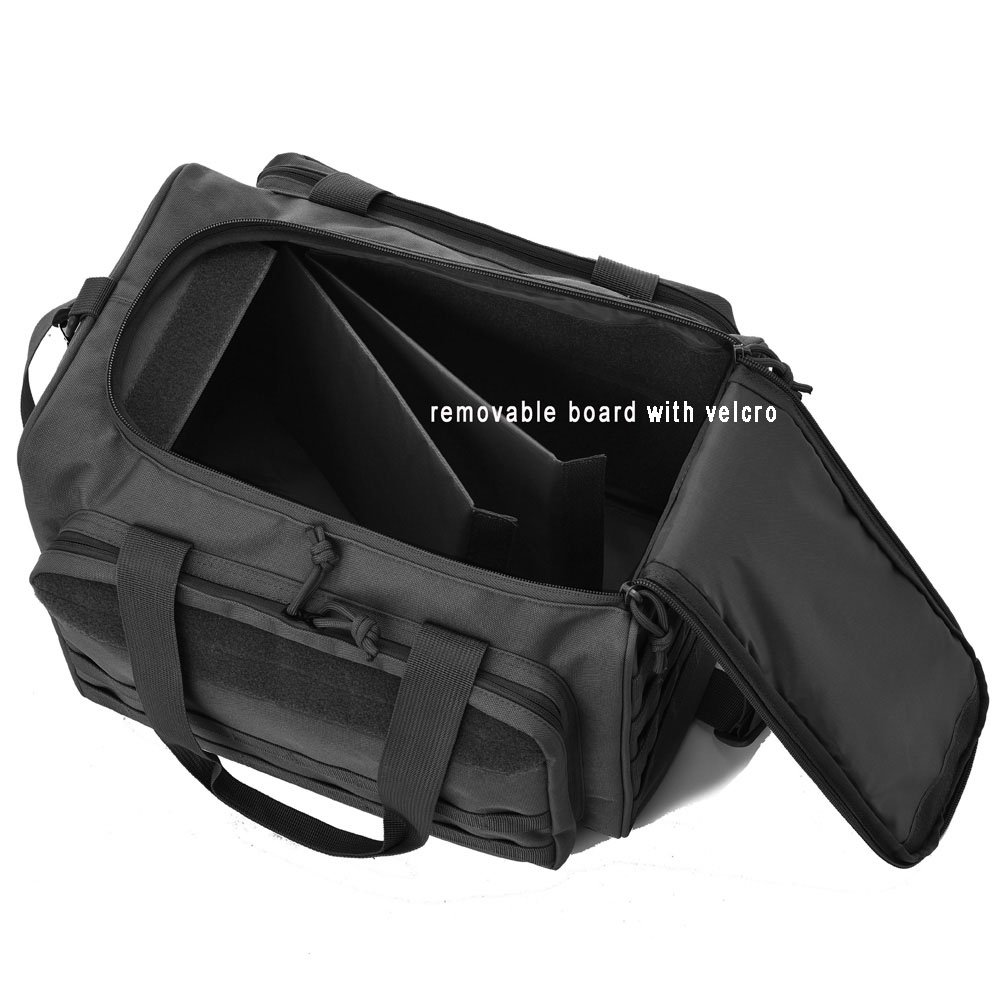 Tactical Gun Shooting Range Bag, Deluxe Pistol Range Duffle Bags Black