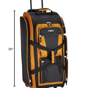 Travelers Club Xpedition 30 Inch Multi-Pocket Upright Rolling Duffel Bag, Burnt Orange, 30" Suitcase