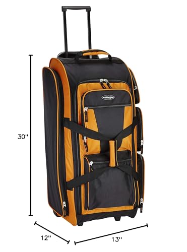 Travelers Club Xpedition 30 Inch Multi-Pocket Upright Rolling Duffel Bag, Burnt Orange, 30" Suitcase