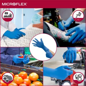 Microflex SafeGrip SG-375 Extra Thick Disposable Latex Gloves for Life Sciences, Automotive w/Textured Fingertips - XL, Blue (Box of 50)