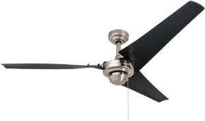 prominence home almadale, 56 inch contemporary indoor ceiling fan with no light, pull chain, modern high performance blades, reversible motor - 50330-01 (brushed nickel)