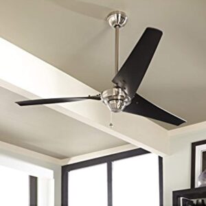 Prominence Home Almadale, 56 Inch Contemporary Indoor Ceiling Fan with No Light, Pull Chain, Modern High Performance Blades, Reversible Motor - 50330-01 (Brushed Nickel)