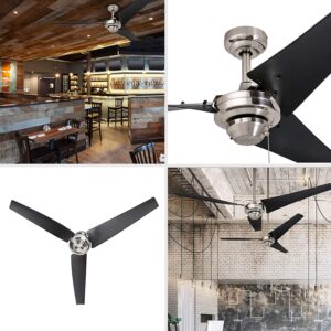 Prominence Home Almadale, 56 Inch Contemporary Indoor Ceiling Fan with No Light, Pull Chain, Modern High Performance Blades, Reversible Motor - 50330-01 (Brushed Nickel)