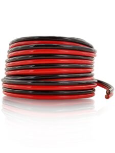 gs power flexible 10 awg (american wire gauge) 50 feet stranded oxygen free copper red/black bonded zip cord cable for car audio stereo amplifier 12volt automotive harness led light wiring