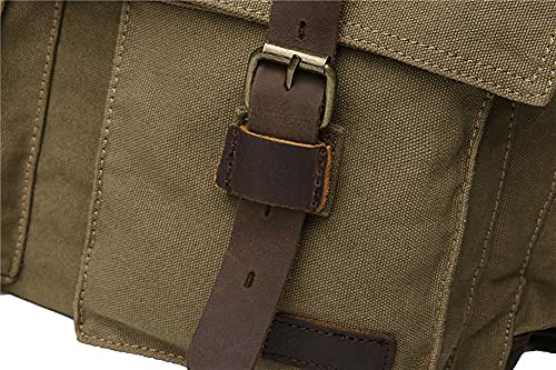 Sechunk Canvas Leather Messenger Bag Shoulder Cross Body Men Military Travel Laptop Camera Purse small-13‘’