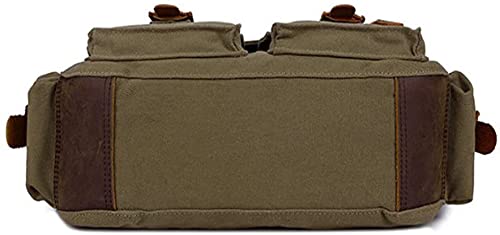 Sechunk Canvas Leather Messenger Bag Shoulder Cross Body Men Military Travel Laptop Camera Purse small-13‘’