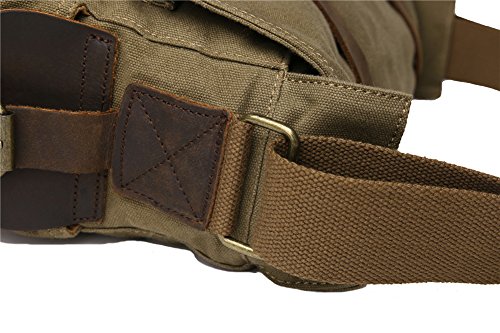 Sechunk Canvas Leather Messenger Bag Shoulder Cross Body Men Military Travel Laptop Camera Purse small-13‘’