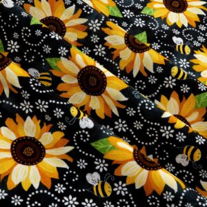 Timeless Treasures You Are My Sunshine Sunflower & Bee Chalkboard Black, Fabric by the Yard