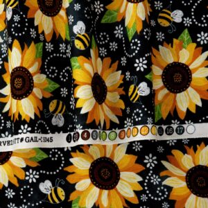 Timeless Treasures You Are My Sunshine Sunflower & Bee Chalkboard Black, Fabric by the Yard