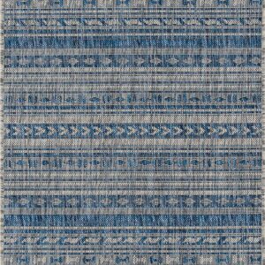 NOVOGRATZ Villa Collection Tuscany Indoor/Outdoor Area Rug, 2'7" x 7'6" Runner, Blue