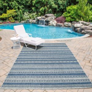 NOVOGRATZ Villa Collection Tuscany Indoor/Outdoor Area Rug, 2'7" x 7'6" Runner, Blue