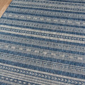 NOVOGRATZ Villa Collection Tuscany Indoor/Outdoor Area Rug, 2'7" x 7'6" Runner, Blue