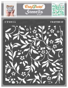 craftreat flourish stencils for painting on wood, canvas, paper, fabric, floor, wall and tile - flourish background - 6x6 inches - reusable diy art and craft stencils for painting flowers and leaves